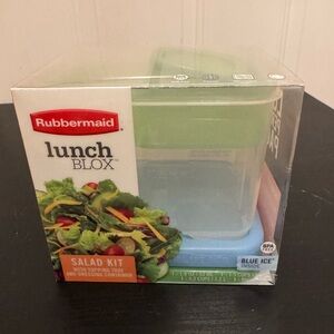 Rubbermaid LunchBlox Salad Kit Topping Tray Dressing Container Blue Ice NEW